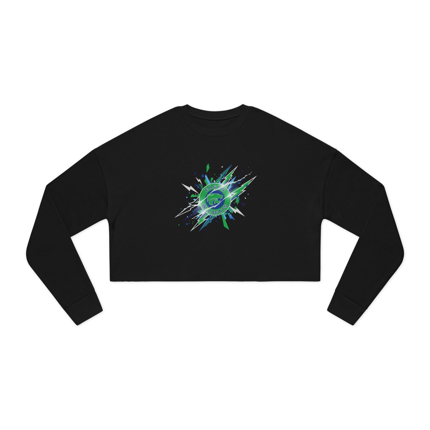 Eagan Wildcats Cropped Sweatshirt — Abstract Green Burst Graphic