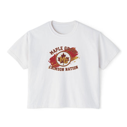 Maple Grove Crimson Stylish Women's Boxy Tee  - Casual & Comfy