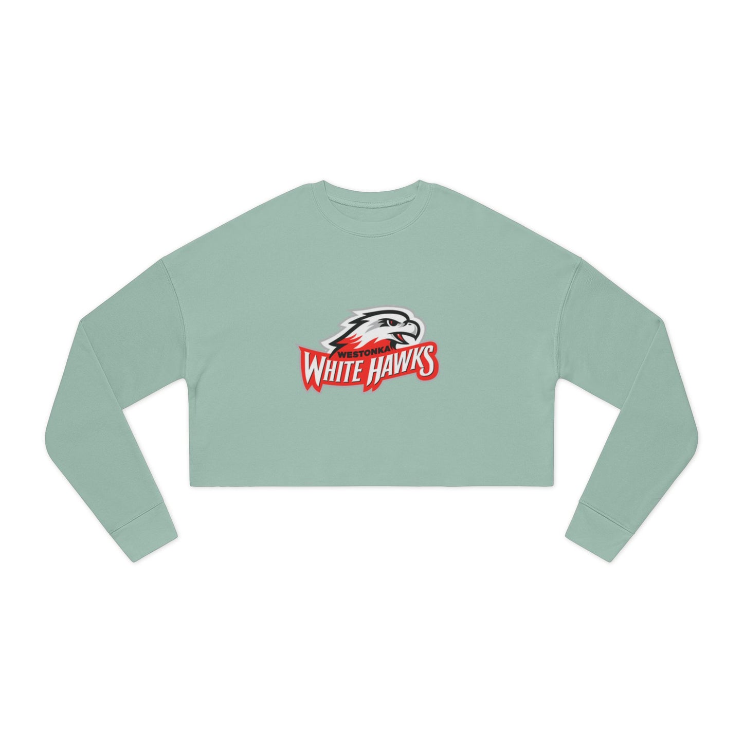 Mound Westonka White Hawks Trendy Women's Cropped Sweatshirt with Unique Graphic Design