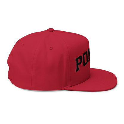 Stillwater Ponies Embroidered Black Text Flat Bill Cap — School Spirit Snapback