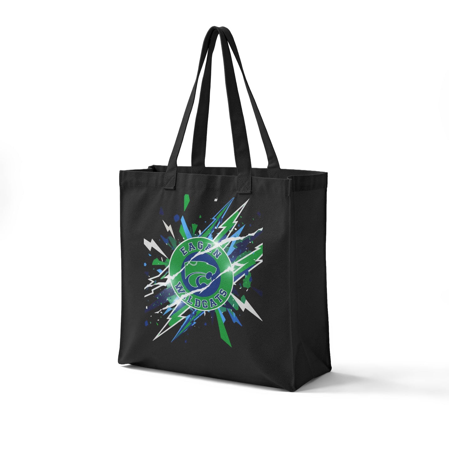Eagan Wildcats Canvas Tote — Ocean Wave Eco Grocery Bag with Green Splash Design