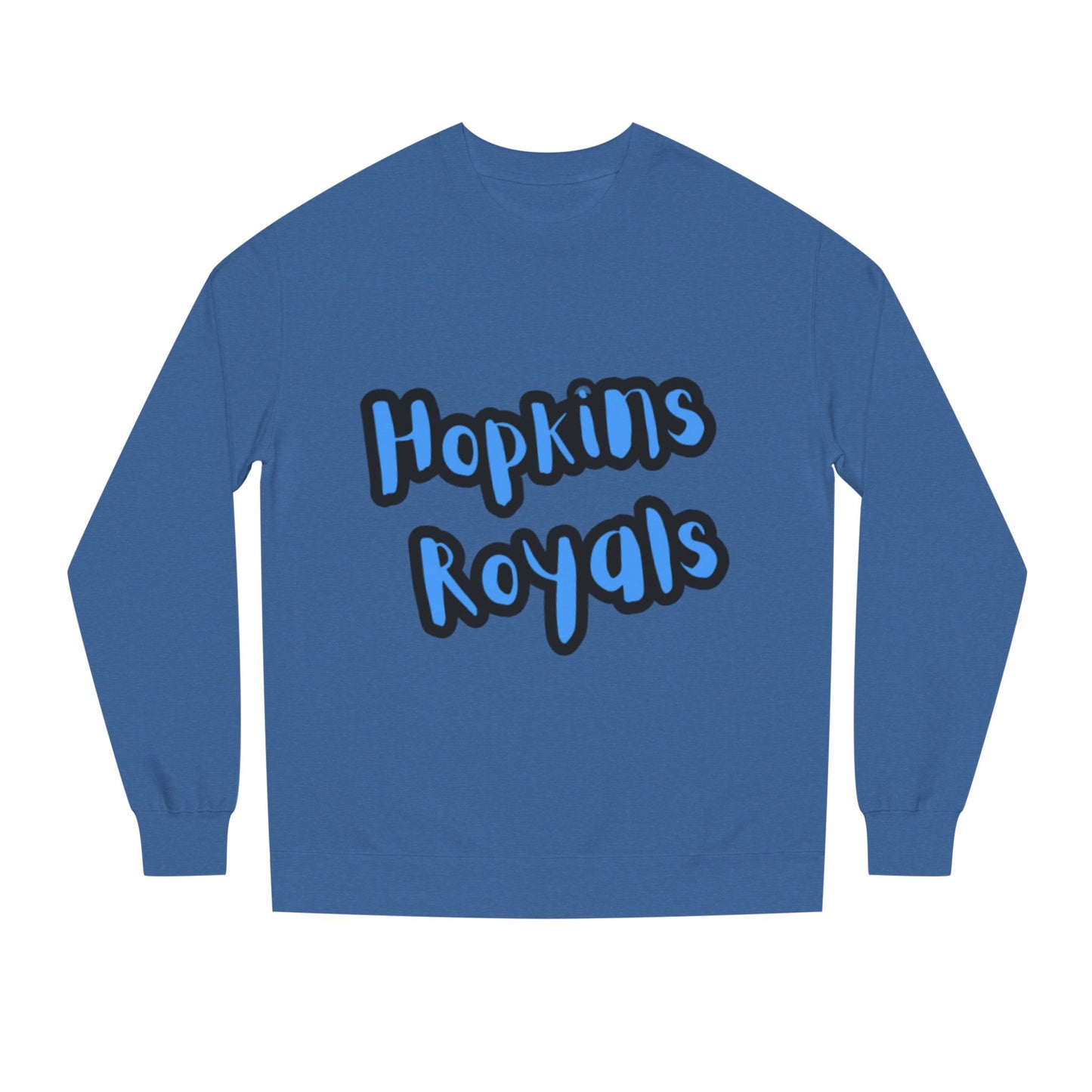Hopkins Royals Crewneck Sweatshirt — Blue Bubble Letter School Spirit