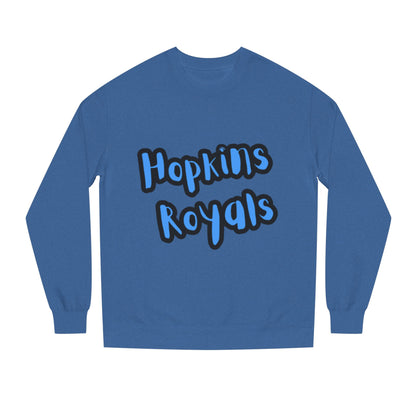 Hopkins Royals Crewneck Sweatshirt — Blue Bubble Letter School Spirit