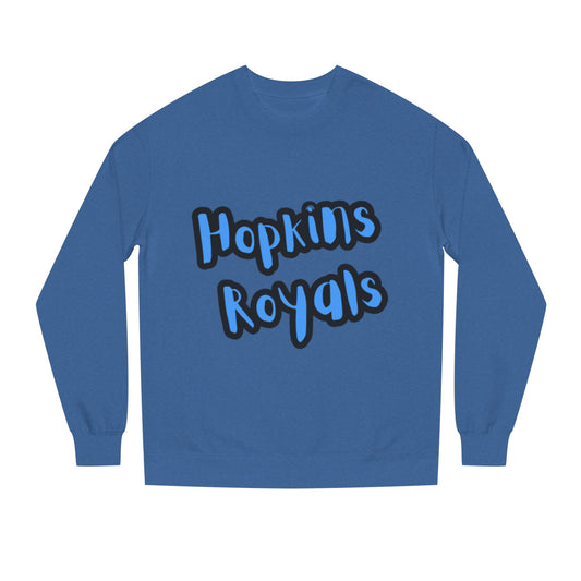 Hopkins Royals Crewneck Sweatshirt — Blue Bubble Letter School Spirit