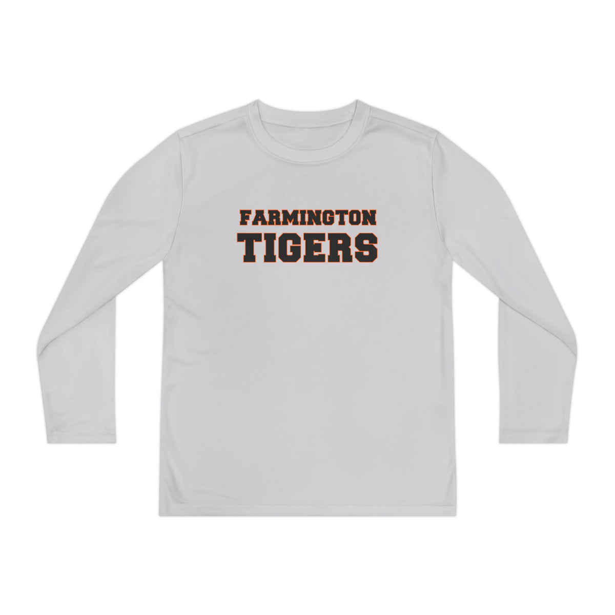 Farmington Tigers Youth Long Sleeve Tee — Paw Print Back, School Spirit Shirt