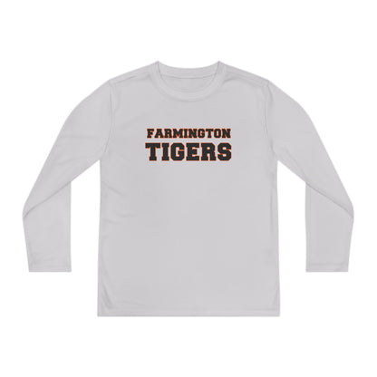 Farmington Tigers Youth Long Sleeve Tee — Paw Print Back, School Spirit Shirt