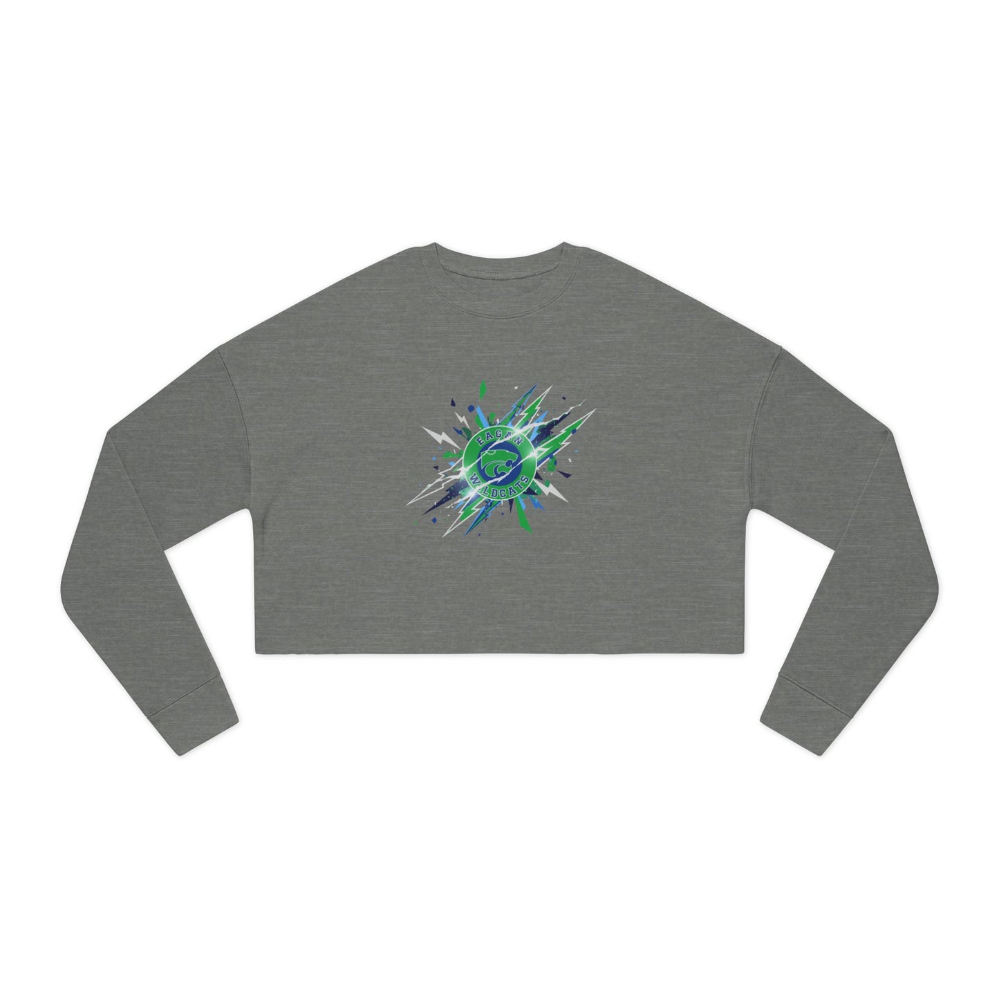 Eagan Wildcats Cropped Sweatshirt — Abstract Green Burst Graphic