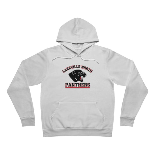 Lakeville North Panthers hoodie in white with retro logo design and cozy pullover fit ideal for casual wear.