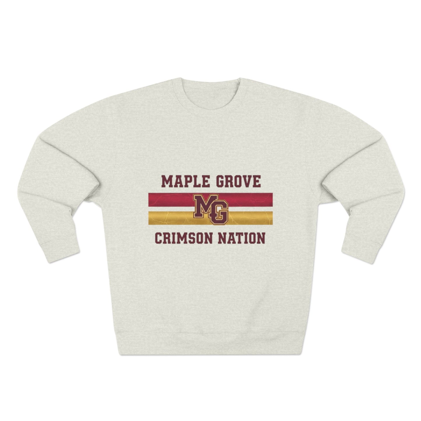 Unisex Crewneck Sweatshirt -Maple Grove Crimson Monogram Design for Casual Comfort