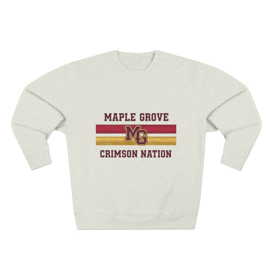 Unisex Crewneck Sweatshirt -Maple Grove Crimson Monogram Design for Casual Comfort