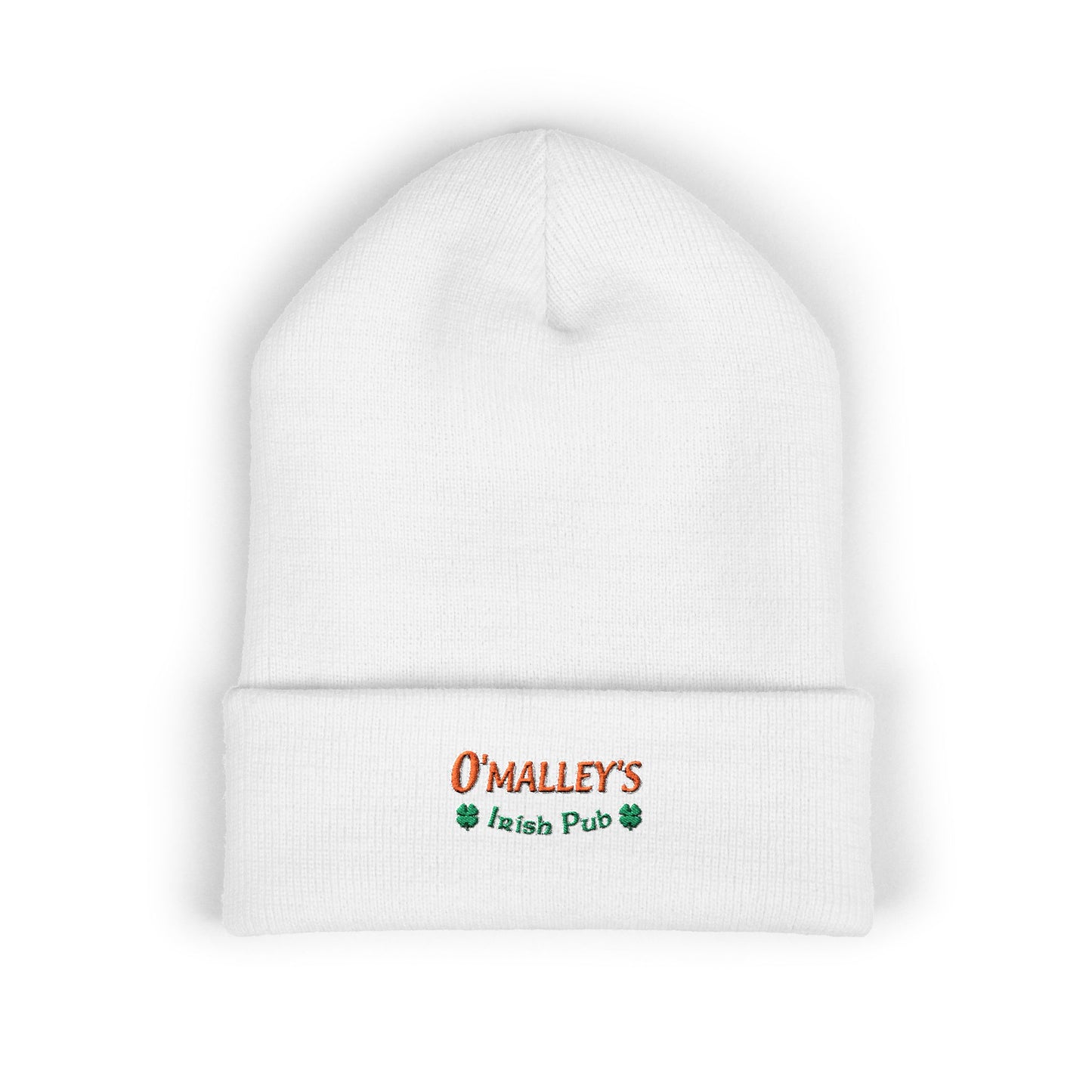 Embroidered 'O'Malley’s Irish Pub' Cuffed Beanie – St. Patrick’s Shamrock Winter Hat