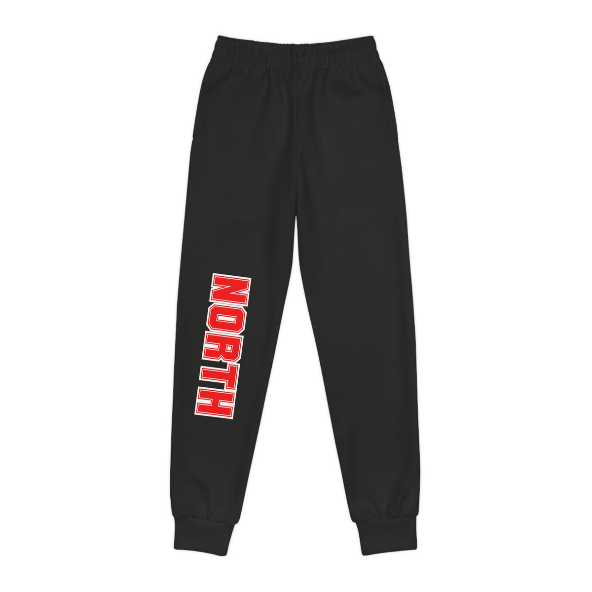 Lakeville North Youth Joggers — 'NORTH' Red Vertical Graphic Sweatpants