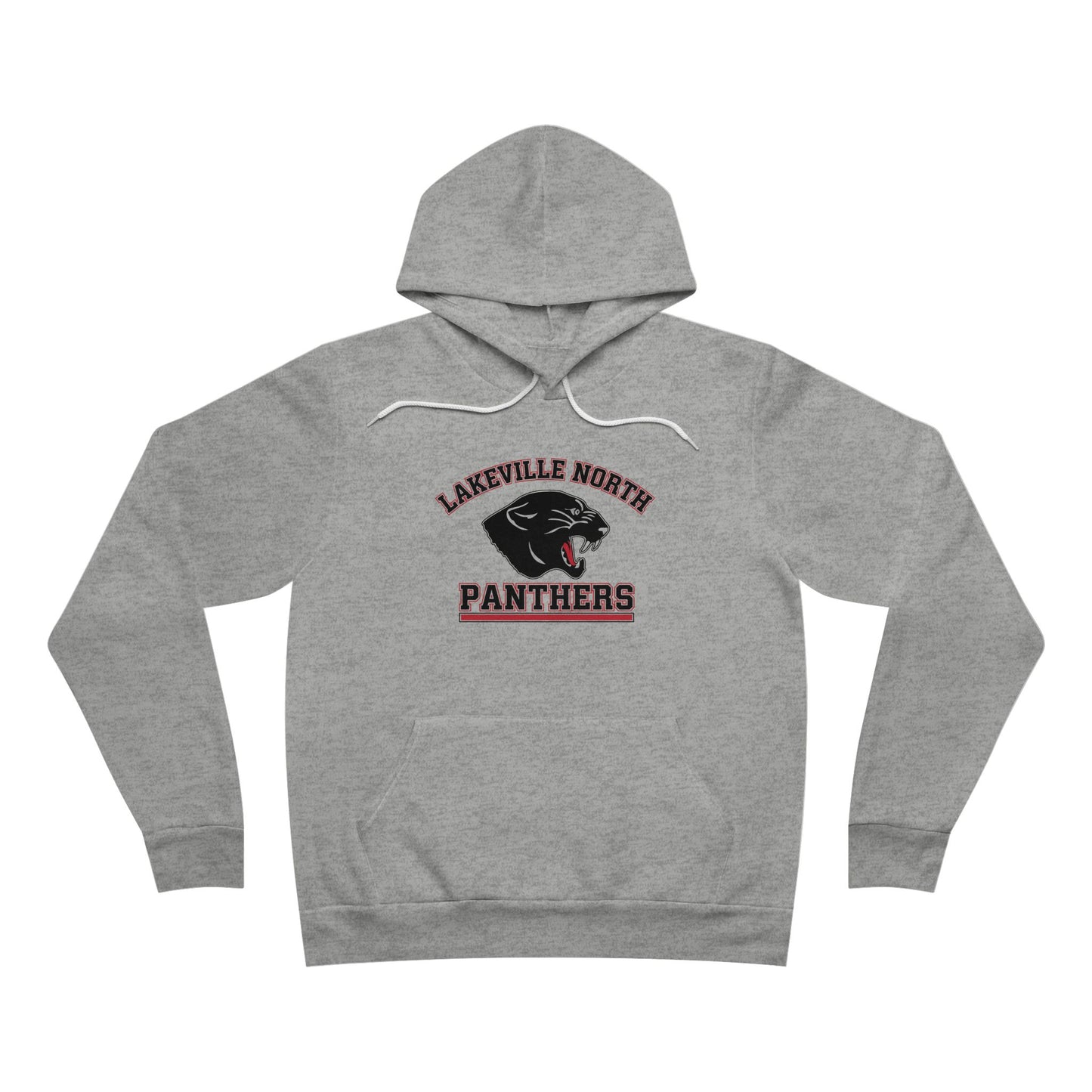 Lakeville North Panthers hoodie in Athletic Heather with retro logo and kangaroo pocket for cozy comfort.