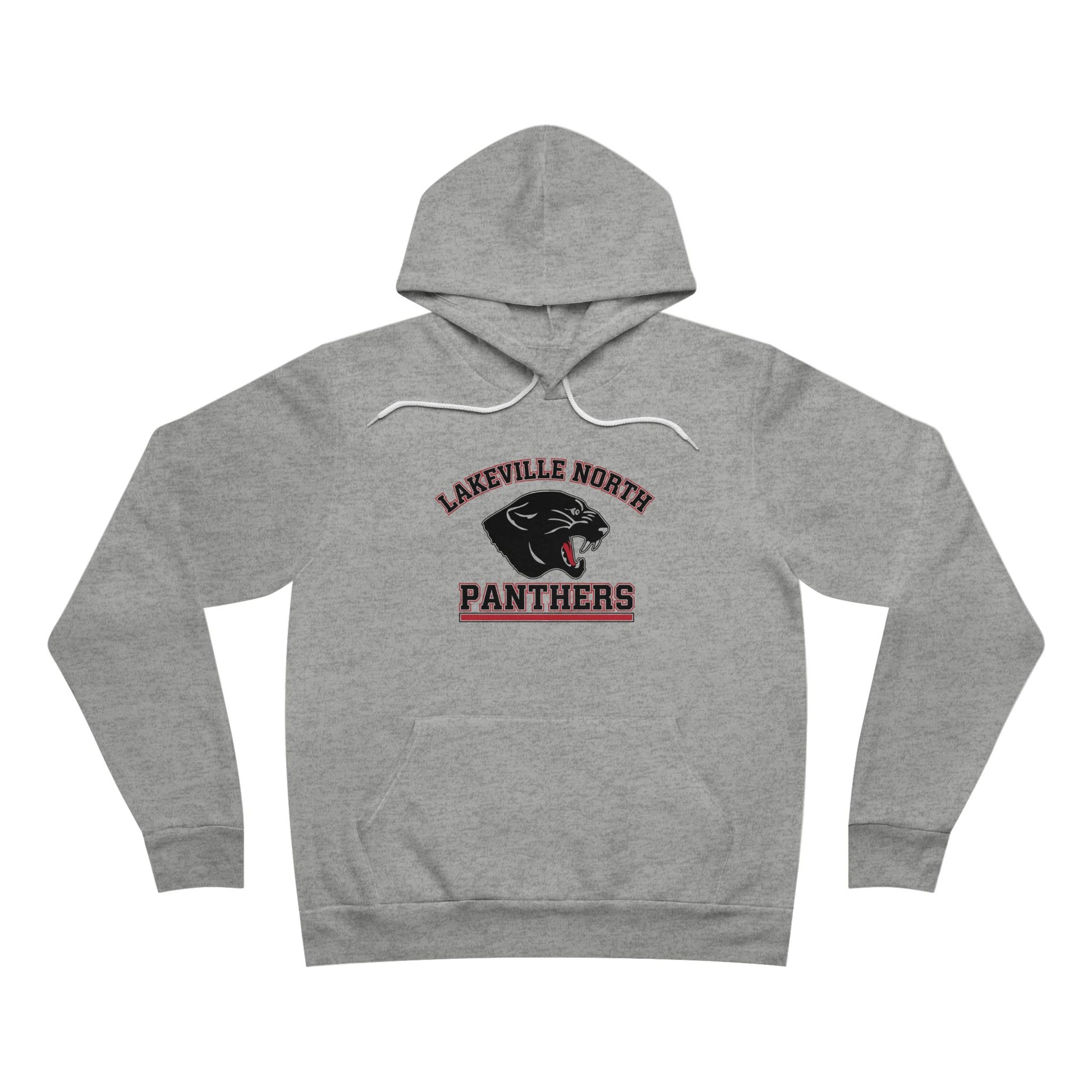 Lakeville North Panthers hoodie in Athletic Heather with retro logo and kangaroo pocket for cozy comfort.
