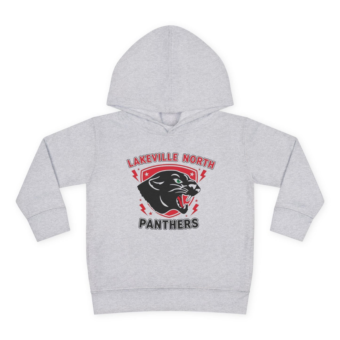 Lakeville North Panthers toddler hoodie in heather gray with a playful black panther graphic.
