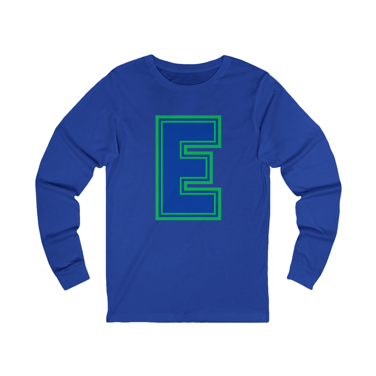 Eagan WildcatsnGreen and Blue Letter E Long Sleeve Tee