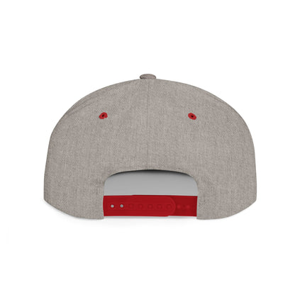 Back view of the 250th anniversary snapback hat featuring a gray fabric and red adjustable strap.