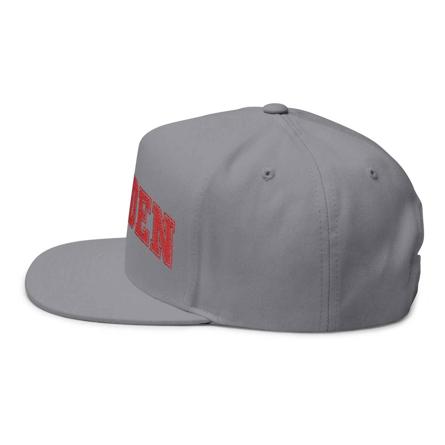 Minneapolis Camden Patriots Embroidered Red Text Flat Bill Cap — School Spirit Snapback