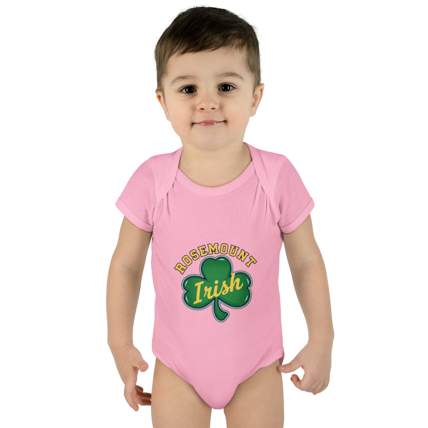 Rosemount Irish Clover Infant Bodysuit - Cute Baby Onesie with Green & Blue Graphic