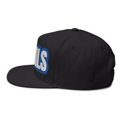Woodbury Royals Embroidered White Text Flat Bill Cap — School Spirit Snapback