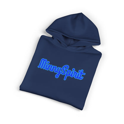 MinnySpirit Relaxed Hoodie — Cozy Grey Pullover with Blue Script Logo