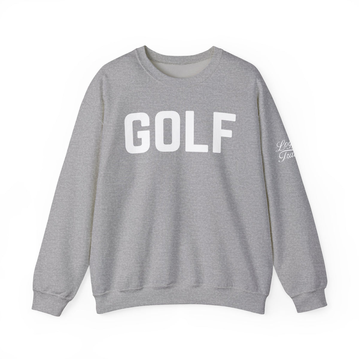Embroidered Golf Crewneck Sweatshirt — Minimalist Bold Logo Pullover for Golfers