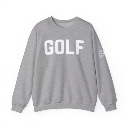 Embroidered Golf Crewneck Sweatshirt — Minimalist Bold Logo Pullover for Golfers