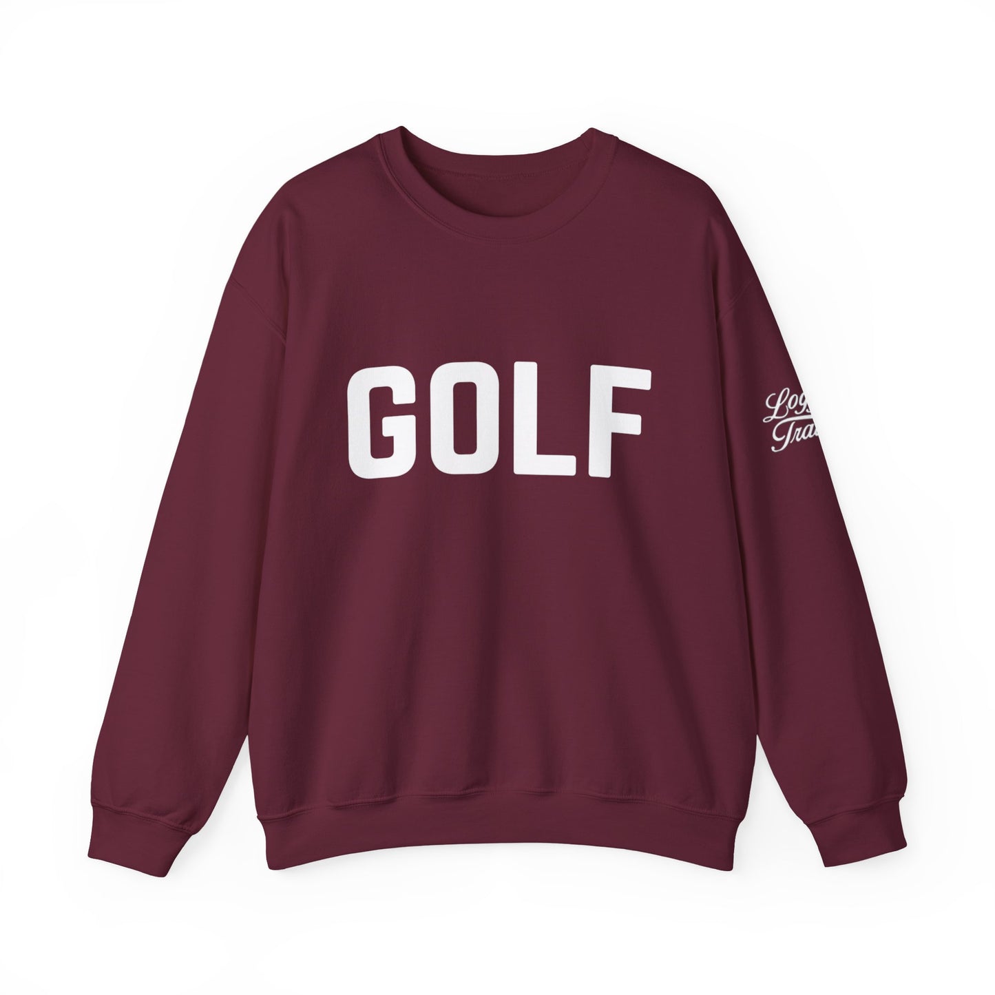 Embroidered Golf Crewneck Sweatshirt — Minimalist Bold Logo Pullover for Golfers