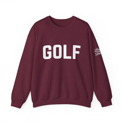Embroidered Golf Crewneck Sweatshirt — Minimalist Bold Logo Pullover for Golfers