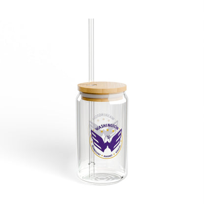 Washington Eagle Design Sipper Glass - 16oz Travel Mug with Straw