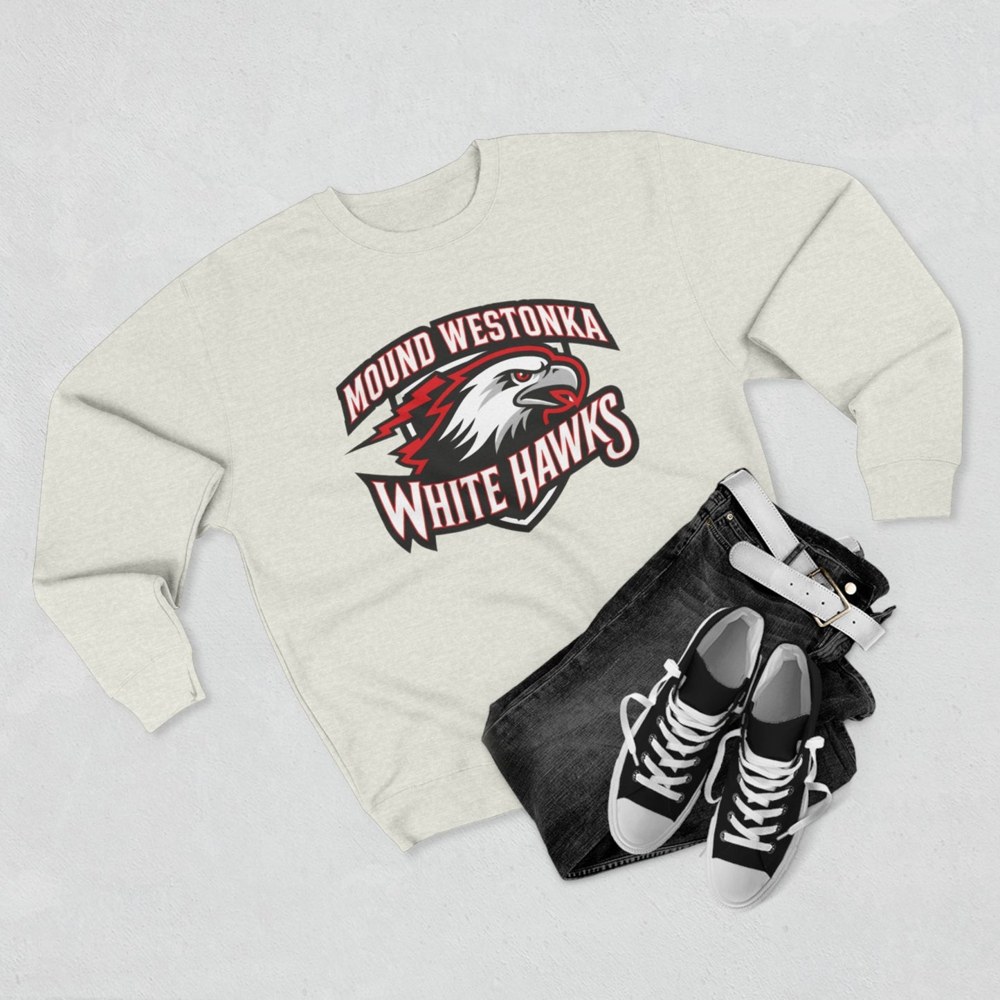 Mound Westonka White Hawks Unisex Crewneck Sweatshirt  - Cozy Everyday Wear
