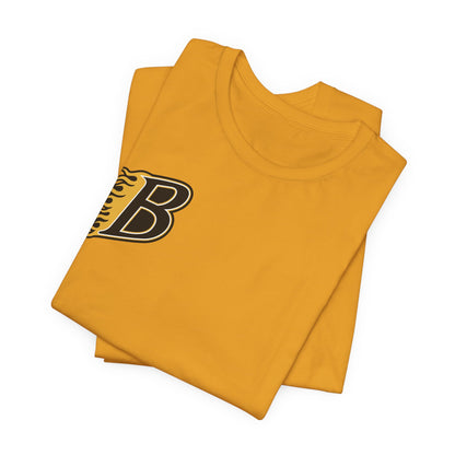 Burnsville Blaze Flaming 'B' Graphic Tee — Retro Letterman Style T-Shirt