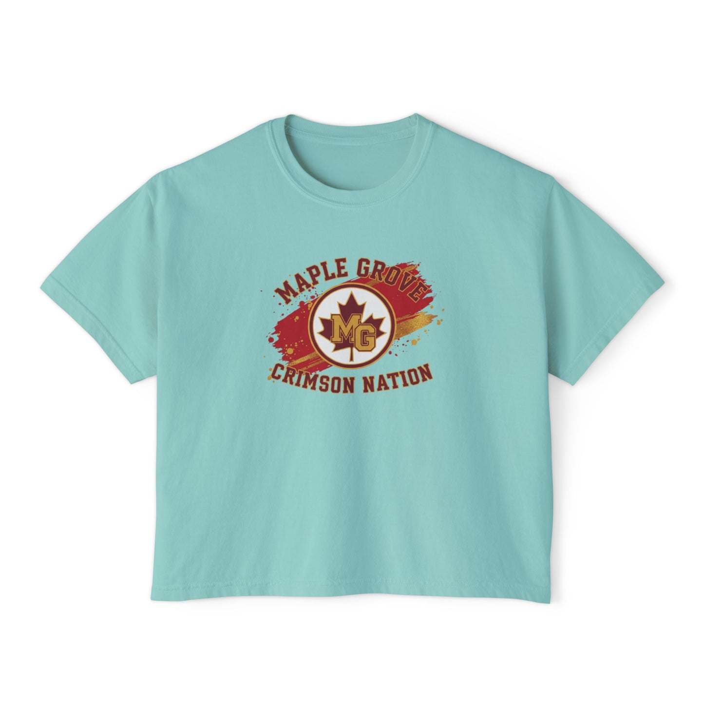 Maple Grove Crimson Stylish Women's Boxy Tee  - Casual & Comfy
