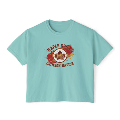 Maple Grove Crimson Stylish Women's Boxy Tee  - Casual & Comfy