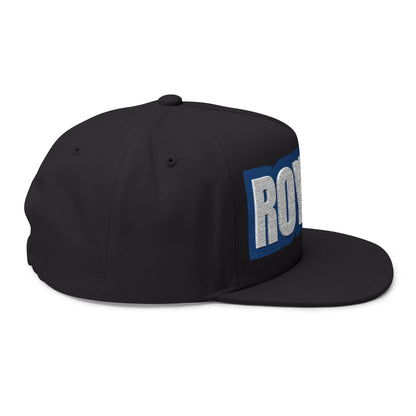 Woodbury Royals Embroidered White Text Flat Bill Cap — School Spirit Snapback