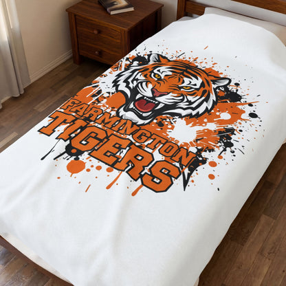 Farmington Tigers Cozy Velveteen Plush Blanket