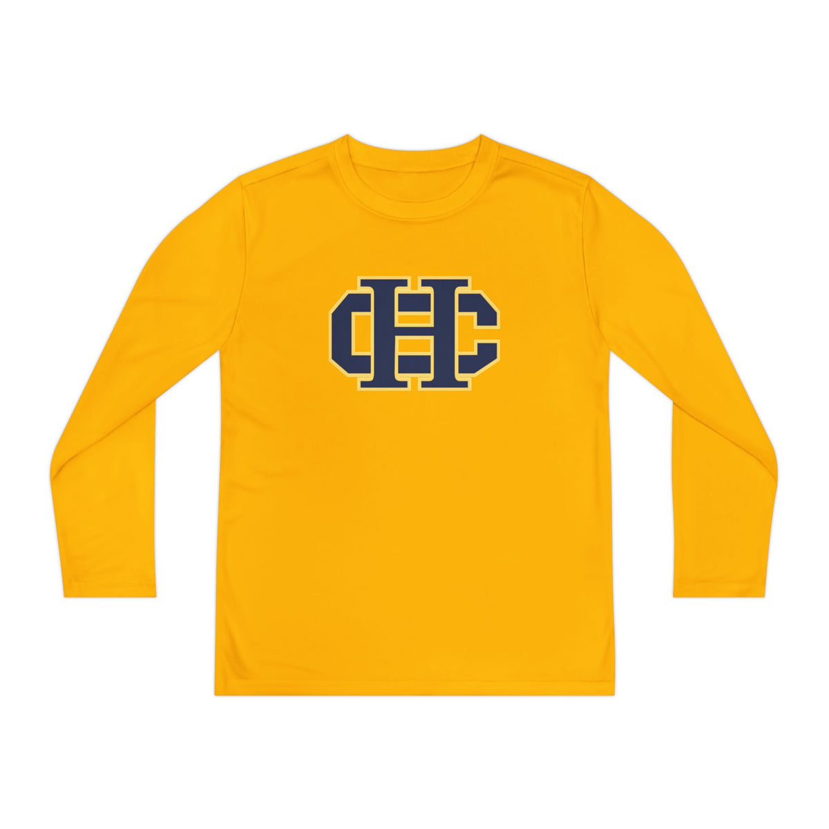 Columbia Heights Hylanders Youth Long Sleeve Tee with Navy CHC Monogram