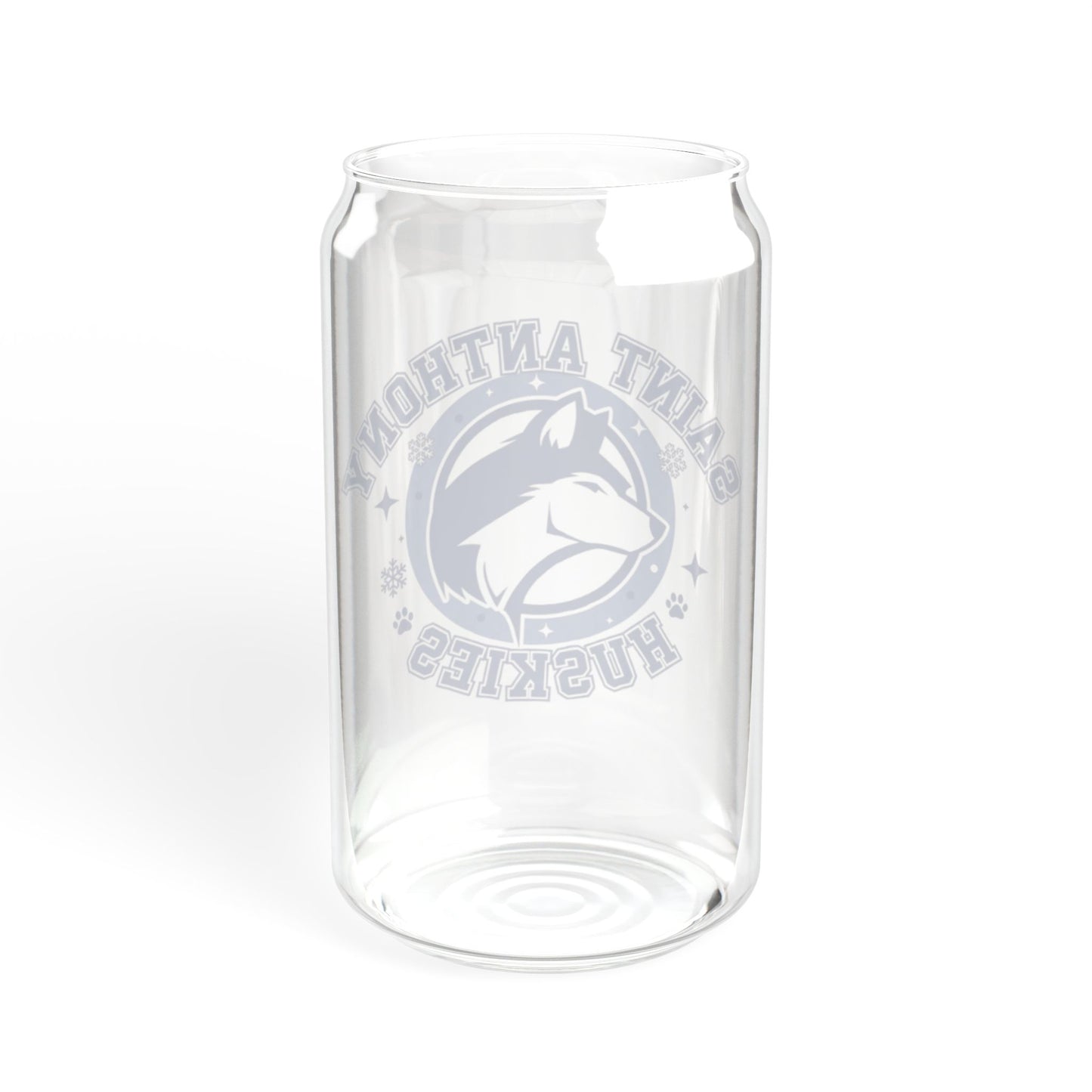 Saint Anthony Huskies Eco-Friendly 16oz Sipper Glass with Bamboo Lid - Perfect for Beverages on the Go!
