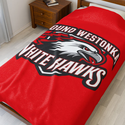 Mound Westonka White Hawks Cozy Velveteen Plush Blanket - Perfect for Relaxation and Home Decor