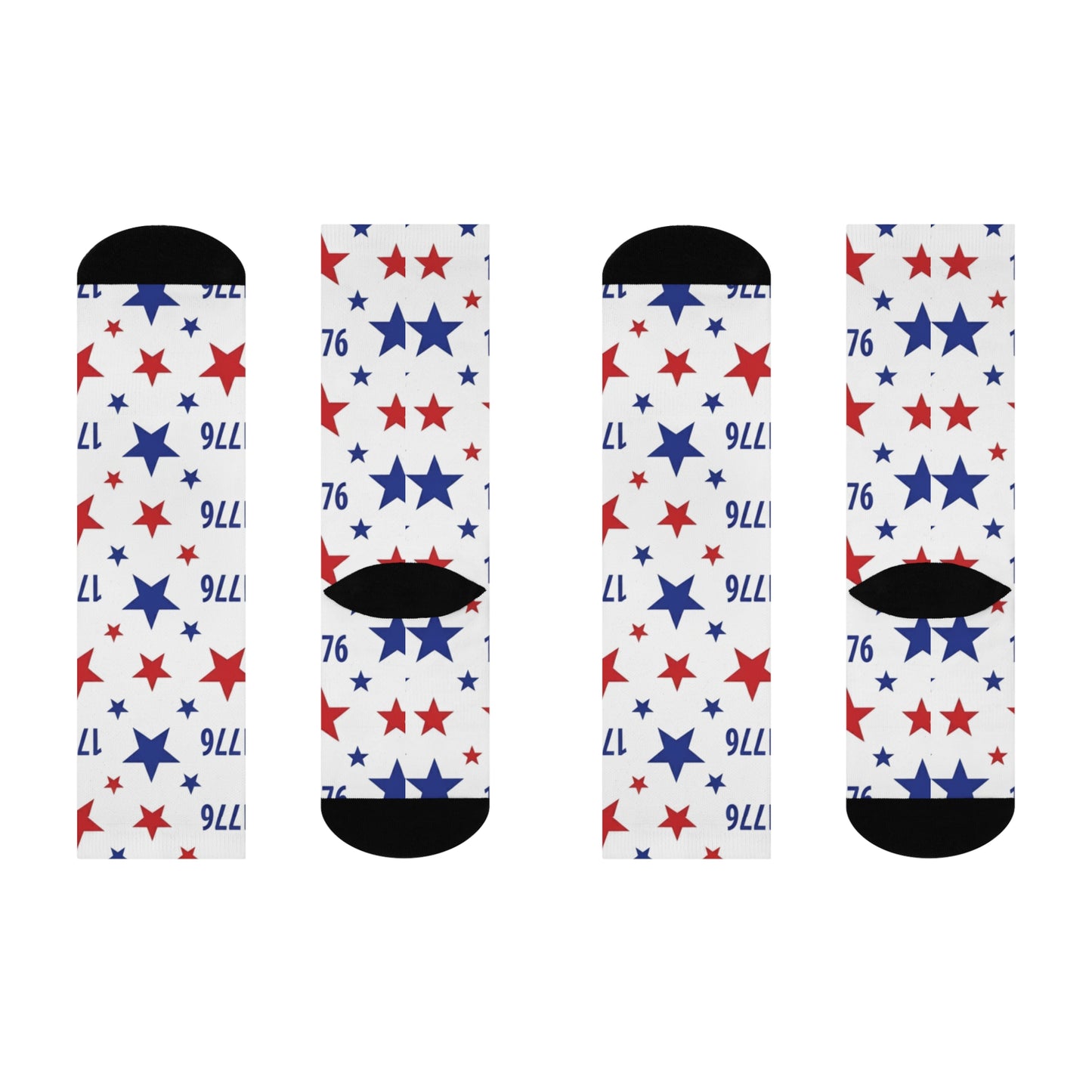 America 250th Anniversary cushioned crew socks with red, white, and blue star patterns.