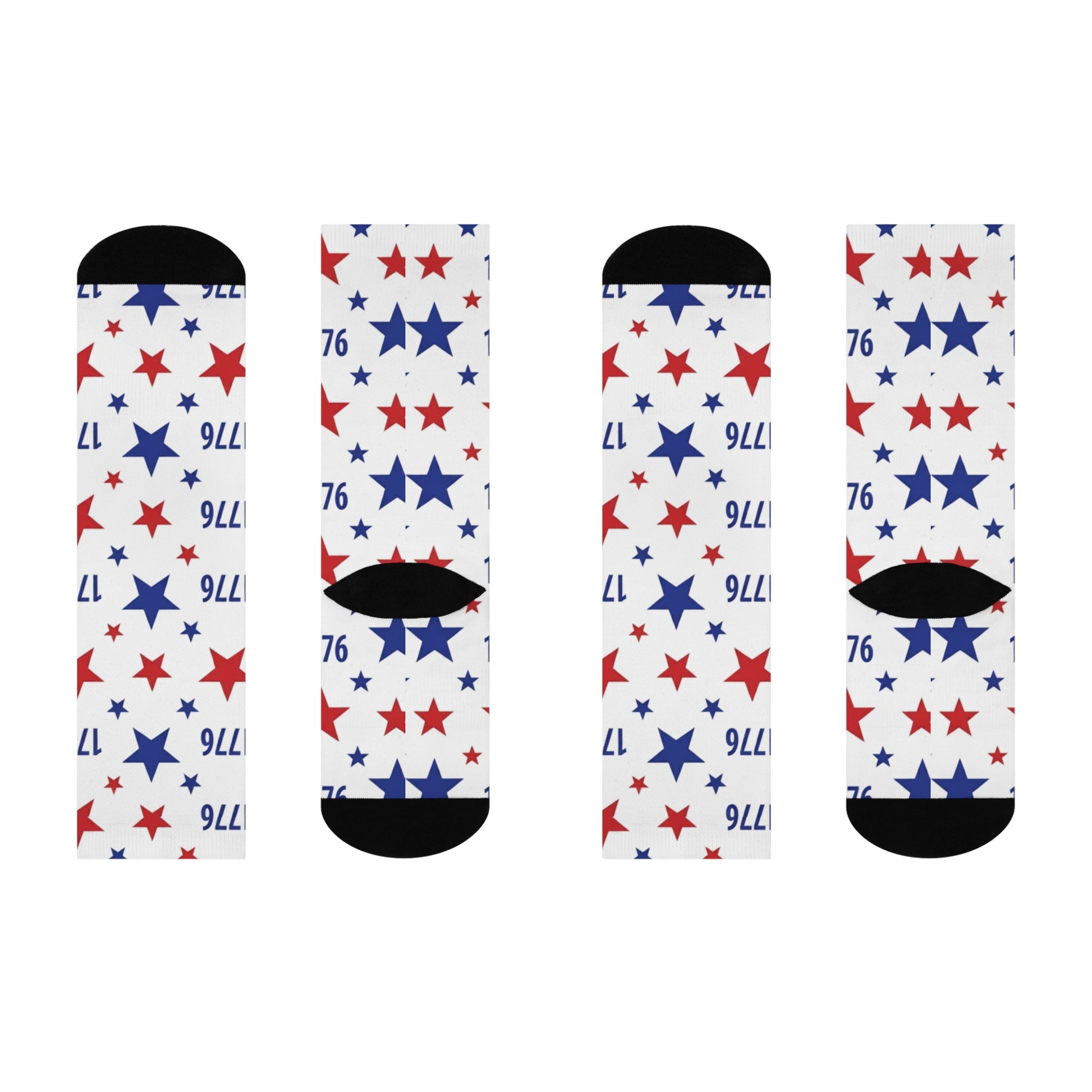 America 250th Anniversary cushioned crew socks with red, white, and blue star patterns.