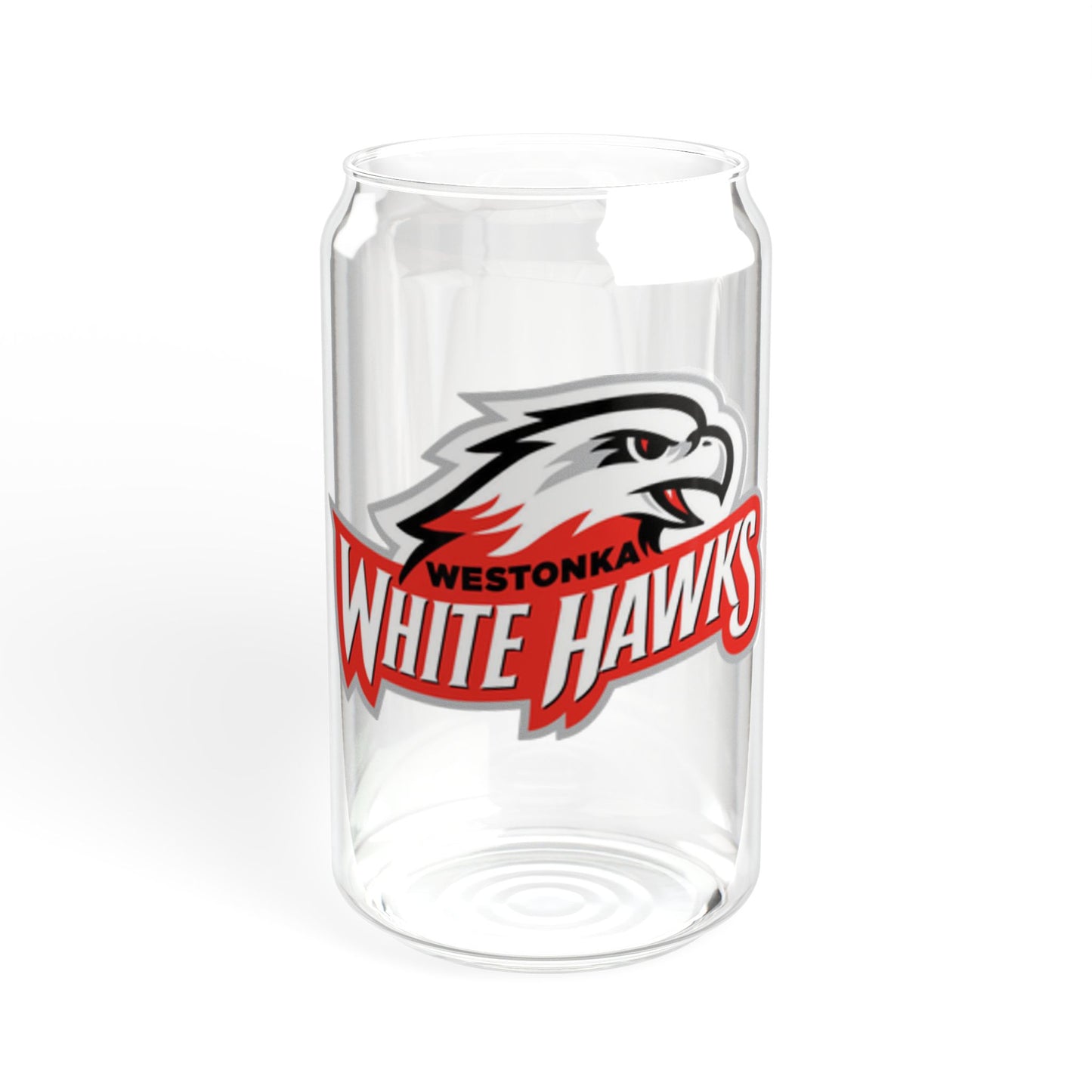 Mound Westonka White Hawks Stylish 16oz Sipper Glass, Eco-Friendly Drinkware