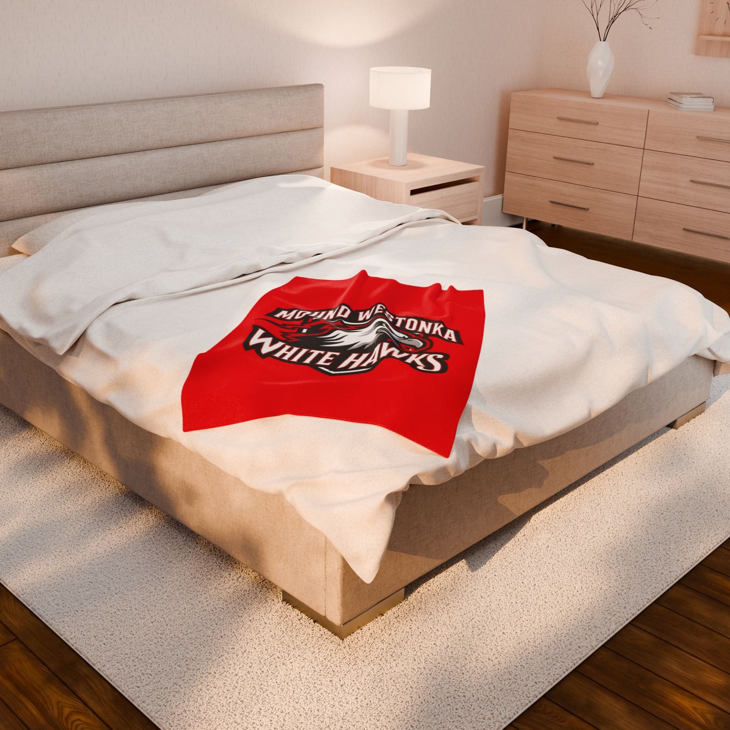 Mound Westonka White Hawks Cozy Velveteen Plush Blanket - Perfect for Relaxation and Home Decor
