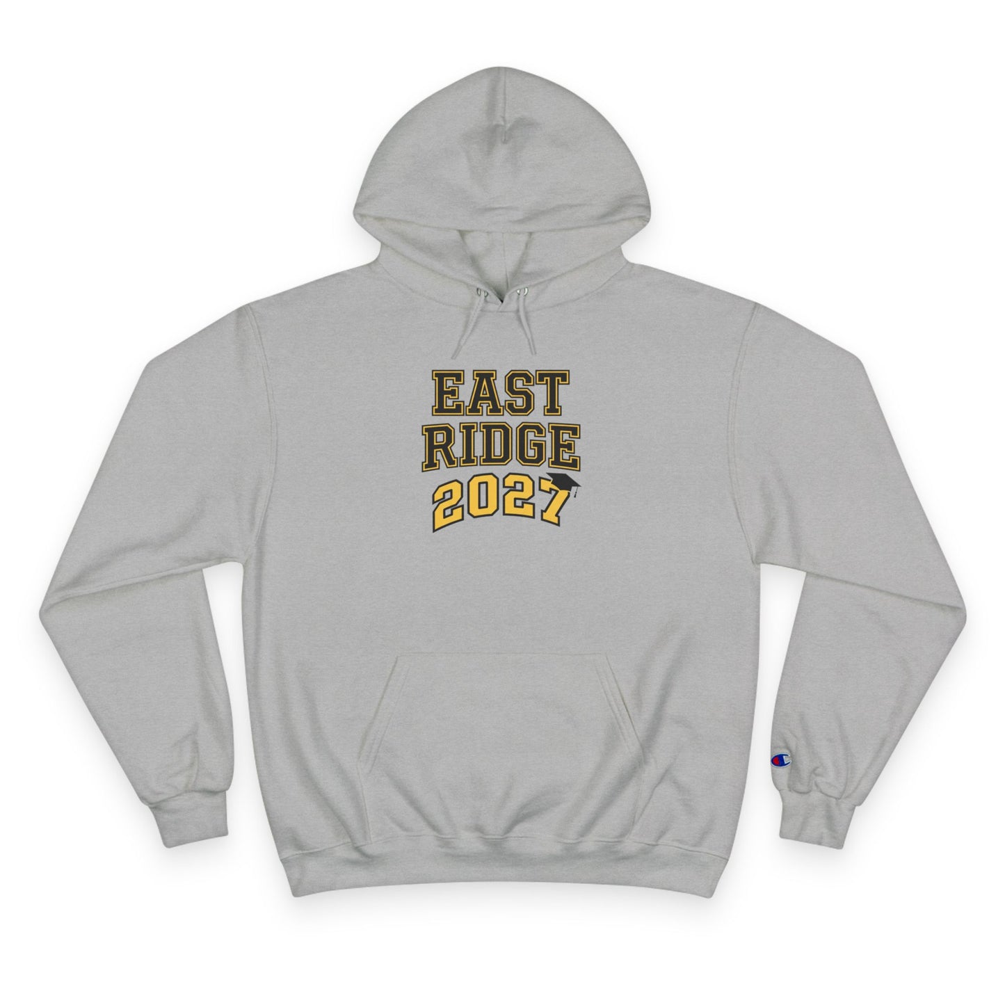 East Ridge 'Class of 2027' unisex hoodie in light steel color with kangaroo pocket and vintage prints.