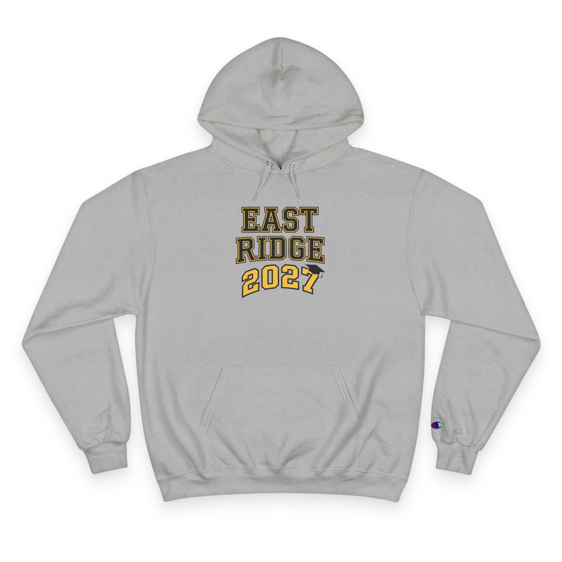 East Ridge 'Class of 2027' unisex hoodie in light steel color with kangaroo pocket and vintage prints.