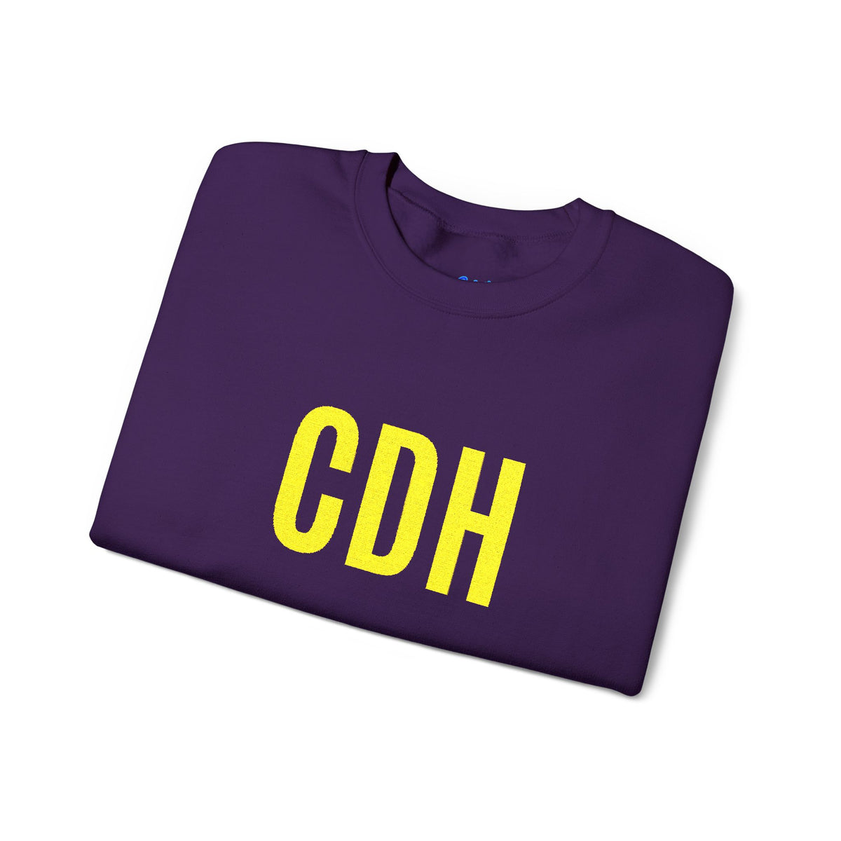 Cretin Derham Hall Crewneck Sweatshirt — Bold Yellow “CDH” Embroidered Logo on Purple