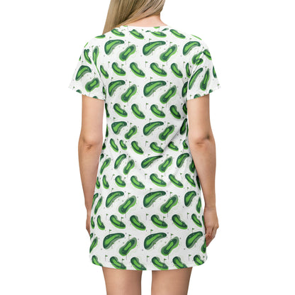 Back view of Logger's Trail Golf T-Shirt Dress featuring a playful golf motif in vibrant green.
