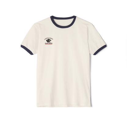 Lakeville North Panthers ringer tee featuring a lightweight natural body with midnight navy collar and sleeves.