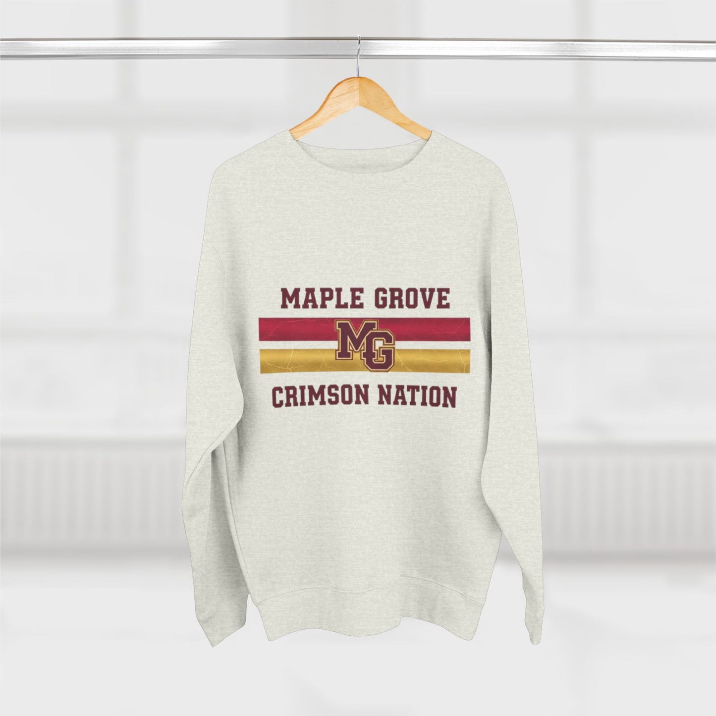 Unisex Crewneck Sweatshirt -Maple Grove Crimson Monogram Design for Casual Comfort