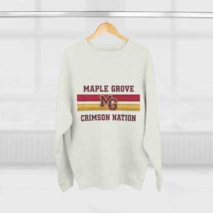 Unisex Crewneck Sweatshirt -Maple Grove Crimson Monogram Design for Casual Comfort